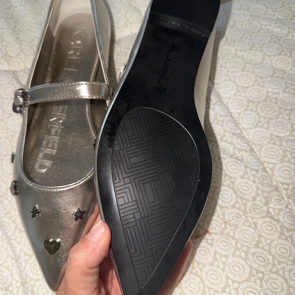 Karl Lagerfeld Metallic Mary Jane Shoes - Picture 4 of 6
